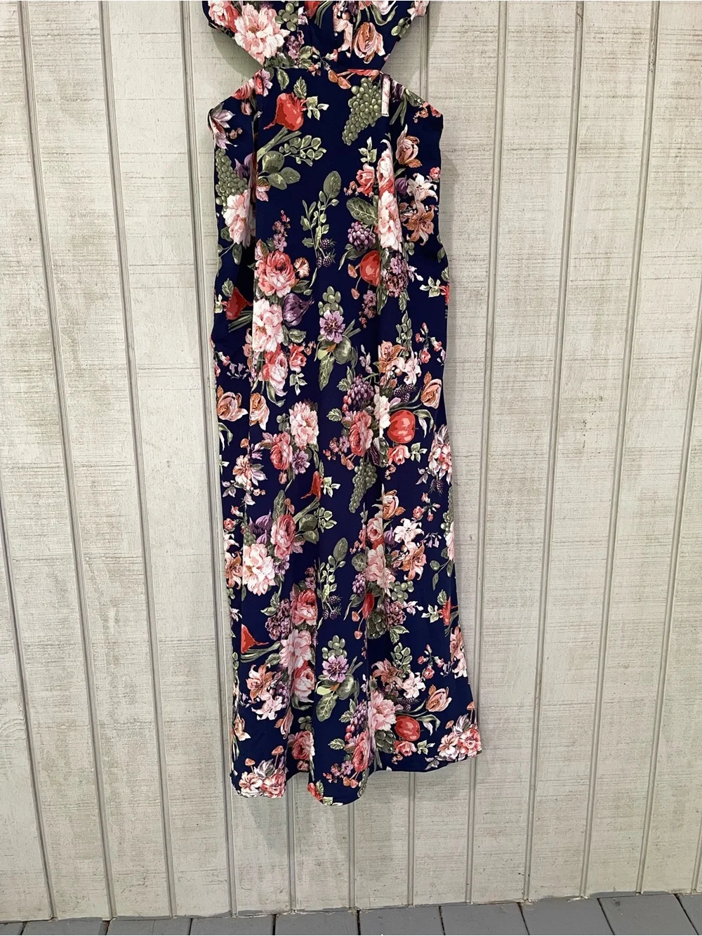 Abercrombie Fitch Navy Floral Side Cutout Maxi Dress XS Wedding Guest